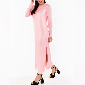 Women's Show Me Your Mumu Maddison Pink Sequin Long Sleeve Maxi Dress S